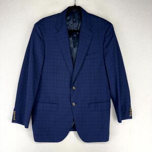 MaxDavoli Baroni Super 150s Mens 100% Wool Navy Plaid‎ Blazer Size 42/36R